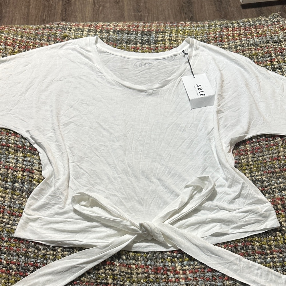 Able Women's White Tie-Front Crop Top
